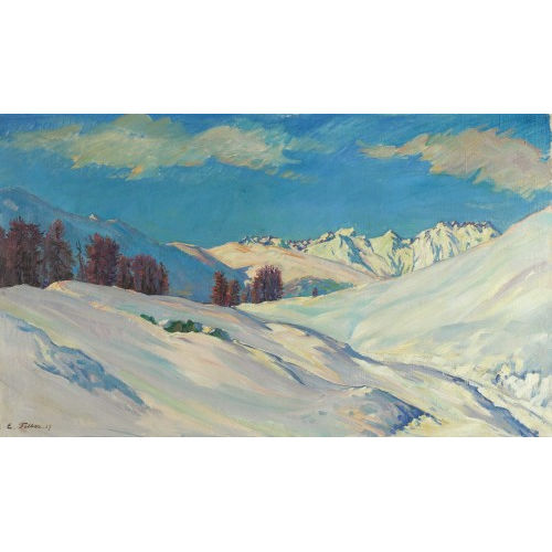 CARL FRIEDRICH FELBER : Sonnige Berglandschaft im Winter (Dobiaschofsky Auktionen AG)