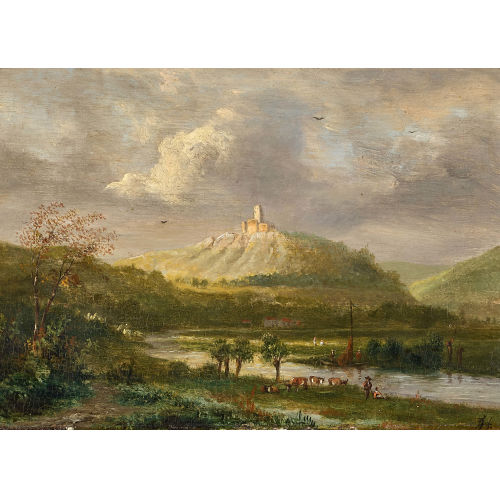 JACOBUS THEODORUS ABELS : Flusslandschaft mit Burg (Dobiaschofsky Auktionen AG)