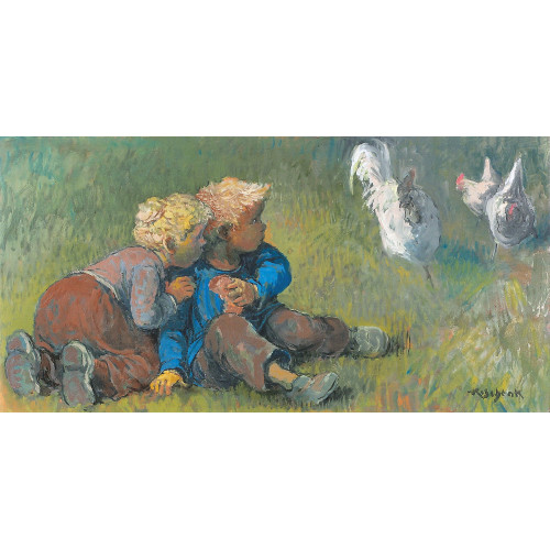 KARL SCHENK : Zwei Kinder und H�hner (DOBIASCHOFSKY AUKTIONEN AG)