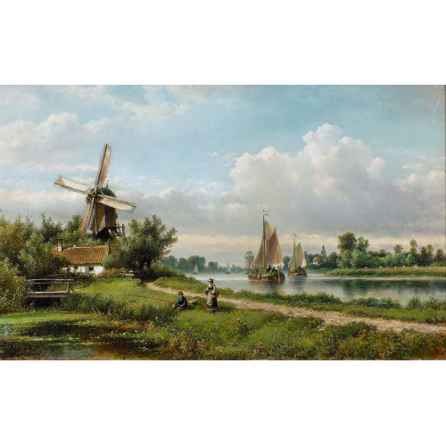 LODEWIJK JOHANNES KLEIJN : Holl�ndische Flusspartie mit Windm�hle (DOBIASCHOFSKY AUKTIONEN AG)