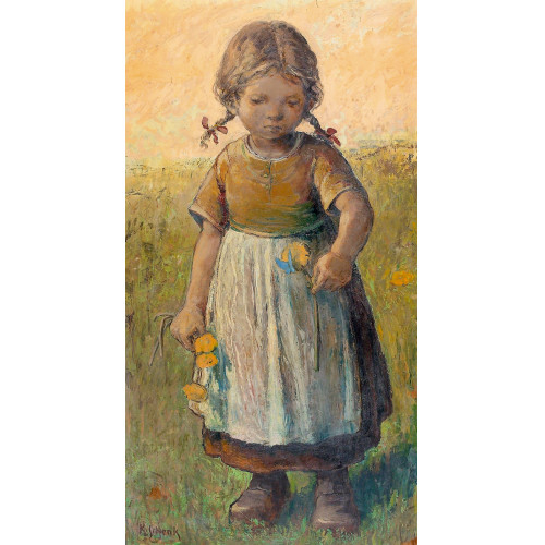 KARL SCHENK : Kleines M�dchen mit gelben Blumen (DOBIASCHOFSKY AUKTIONEN AG)