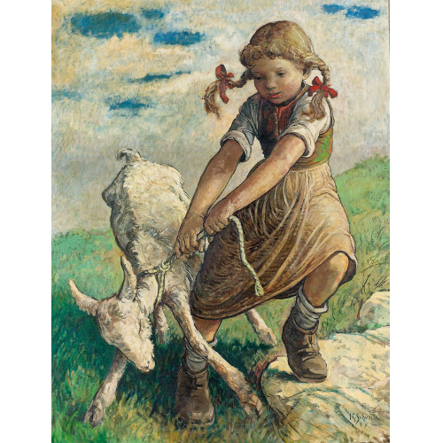 KARL SCHENK : M�dchen mit Zicklein (DOBIASCHOFSKY AUKTIONEN AG)