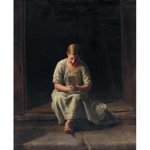 FERDINAND GEORG WALDM�LLER : 'Auf der T�rschwelle betendes M�dchen mit Madonnenbild' (DOBIASCHOFSKY AUKTIONEN AG)