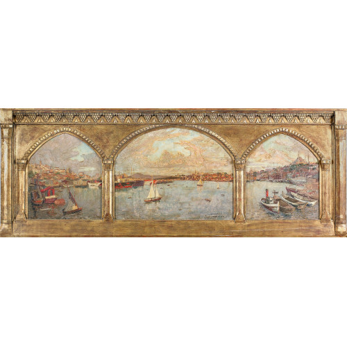 MARCEL AMIGUET : Triptychon: Vedute vom Bosporus und Istanbul (DOBIASCHOFSKY AUKTIONEN AG)