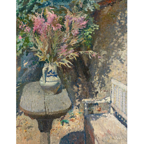 COLIN CAMPBELL COOPER : Blumenstrauss auf einem Tisch im Garten (DOBIASCHOFSKY AUKTIONEN AG)