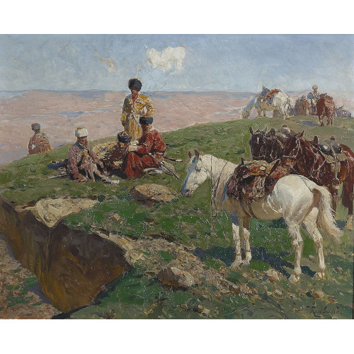 FRANZ ROUBAUD : Rastende Kosaken in der Steppe (DOBIASCHOFSKY AUKTIONEN AG)