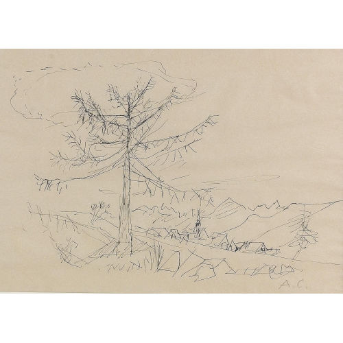 ALOIS CARIGIET : Landschaft mit Baum (DOBIASCHOFSKY AUKTIONEN AG)