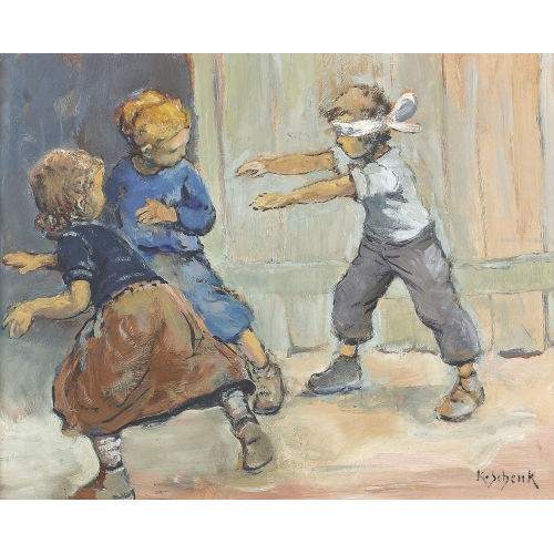 KARL SCHENK : Blinde Kuh spielende Kinder (DOBIASCHOFSKY AUKTIONEN AG)