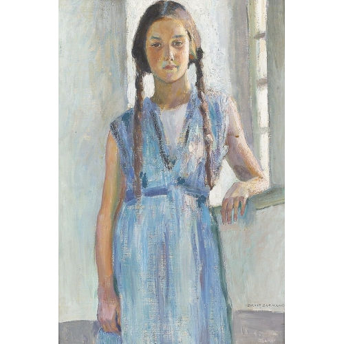 DAVID ARNOLD BURNAND : Jeune fille en bleu (DOBIASCHOFSKY AUKTIONEN AG)