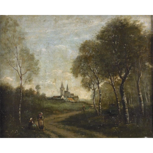 JEAN BAPTISTE CAMILLE COROT : B�uerinnen am Waldrand (DOBIASCHOFSKY AUKTIONEN AG)