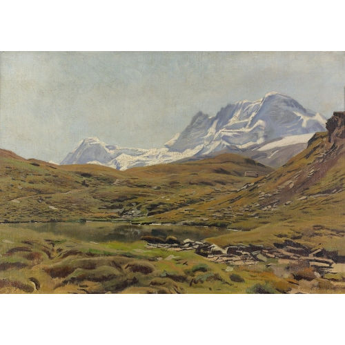 ALBERT LUGARDON : 'Le Breithorn et la chapelle des neiges' (DOBIASCHOFSKY AUKTIONEN AG)