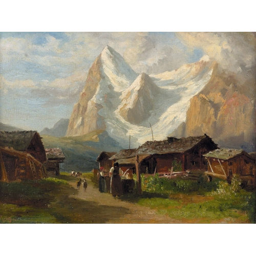 JAKOB JOSEPH ZELGER : Dorfidylle in den Alpen (DOBIASCHOFSKY AUKTIONEN AG)