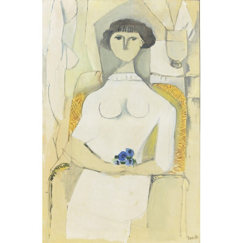 FRANCISCO BORES : Femme assise avec bouquet (DOBIASCHOFSKY AUKTIONEN AG)