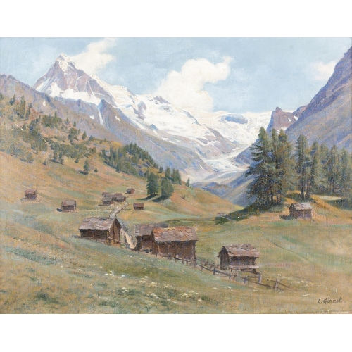 LOUIS CAMILLE GIANOLI : 'Val Ferp�cle et Dent Blanche pr�s du village de la Forcla' (DOBIASCHOFSKY AUKTIONEN AG)