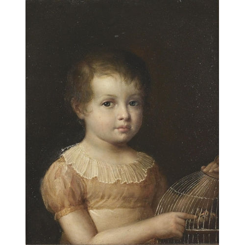 JEAN BAPTISTE GREUZE : Kinderportr�t mit Vogelk�fig (DOBIASCHOFSKY AUKTIONEN AG)
