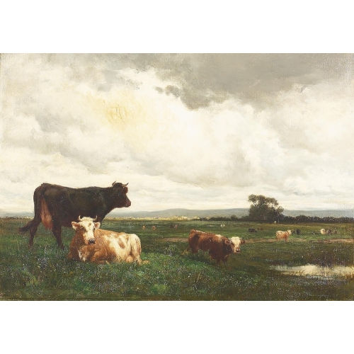 EDOUARD MICHEL FERDINAND HAMMAN : Landschaft mit K�hen (DOBIASCHOFSKY AUKTIONEN AG)