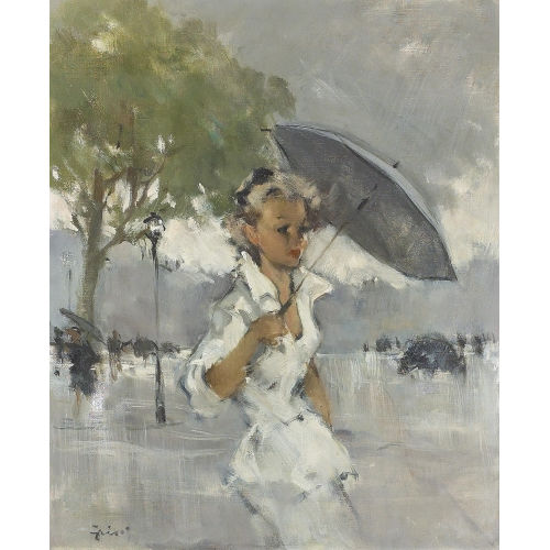 PIERRE GRISOT : Spaziergang im Regen (DOBIASCHOFSKY AUKTIONEN AG)