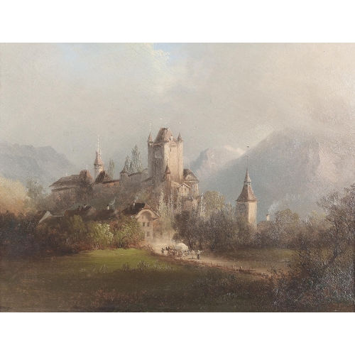 FERDINAND SOMMER : Ansicht von Thun mit Schloss und Kirche (DOBIASCHOFSKY AUKTIONEN AG)