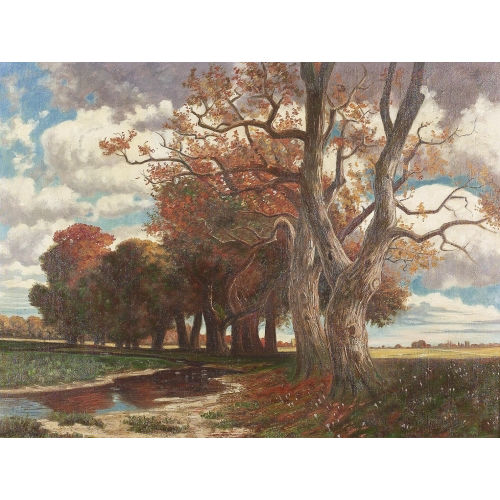 TRAUGOTT HERMANN R�DIS�HLI : Herbstliche Partie im Park mit Baumallee (DOBIASCHOFSKY AUKTIONEN AG)