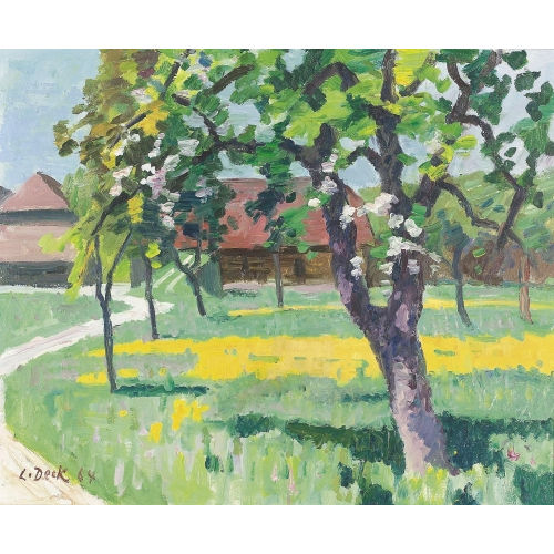 LEO DECK : Fr�hlingslandschaft mit Bauernhaus (DOBIASCHOFSKY AUKTIONEN AG)