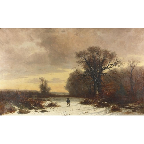 GUSTAVE EUGENE CASTAN : J�ger in winterlicher Landschaft (DOBIASCHOFSKY AUKTIONEN AG)