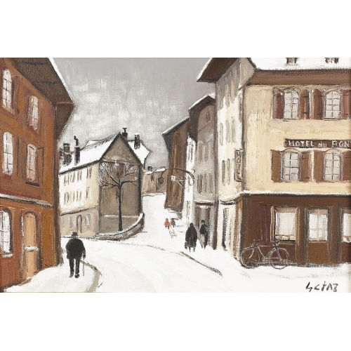 JEAN-LOUIS GETAZ : Winterliche Stadtlandschaft (DOBIASCHOFSKY AUKTIONEN AG)