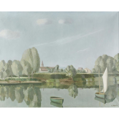 EUGENE LOUIS MARTIN : 'Au bord du lac' (DOBIASCHOFSKY AUKTIONEN AG)
