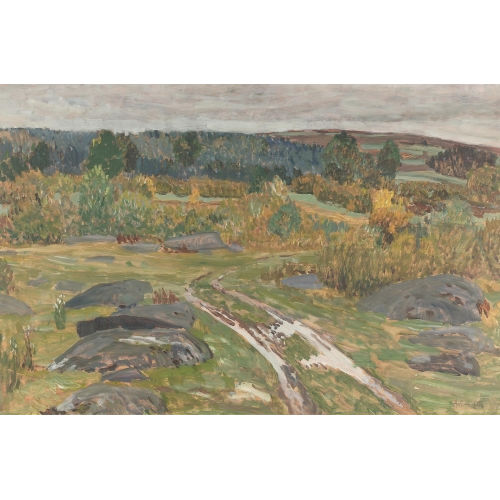 ANTONIN HUDECEK : Fr�hlingslandschaft mit den ersten Blumen (DOBIASCHOFSKY AUKTIONEN AG)