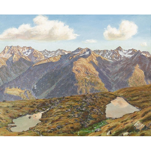 OSCAR NUSSIO : Abendliche Berglandschaft (DOBIASCHOFSKY AUKTIONEN AG)