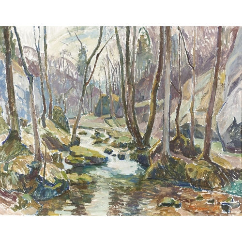 AUGUST CUENI : Waldlandschaft mit Bach (DOBIASCHOFSKY AUKTIONEN AG)