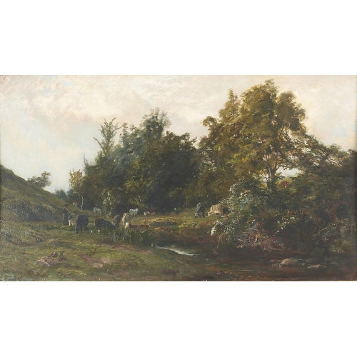 HENRI-ARTHUR BONNEFOY : Landschaft mit weidenden K�hen an einem Weiher (DOBIASCHOFSKY AUKTIONEN AG)