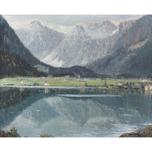 ALOIS PFUND : Sommerliche Ansicht eines Bergsees (DOBIASCHOFSKY AUKTIONEN AG)