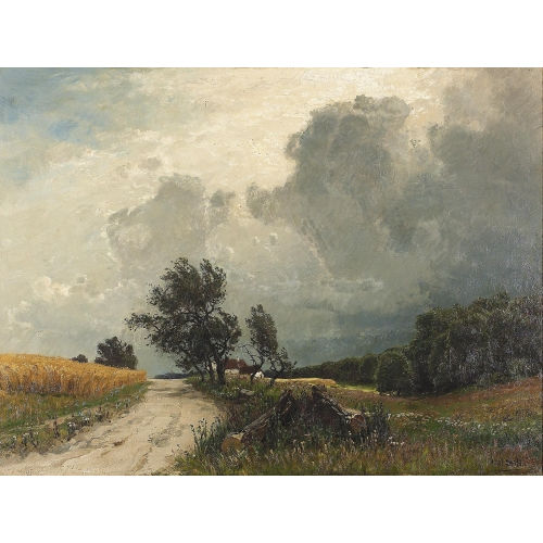 ADOLF (JOHANN) ST�BLI : Sommerliche Landschaft mit aufziehendem Gewitter (DOBIASCHOFSKY AUKTIONEN AG)