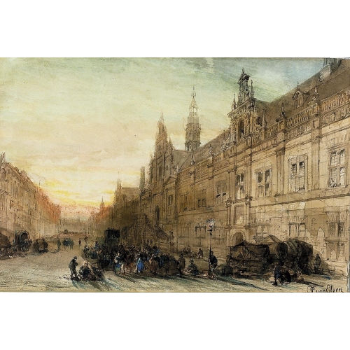 PIERRE HENRI THEODORE TETAR VAN ELVEN : Belebte Strasse im Morgenlicht (DOBIASCHOFSKY AUKTIONEN AG)