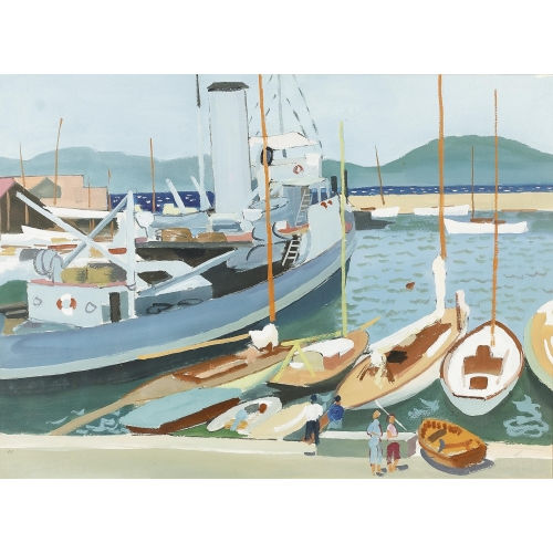 HENRY MEYLAN : Sommerliche Szenerie im Hafen (DOBIASCHOFSKY AUKTIONEN AG)