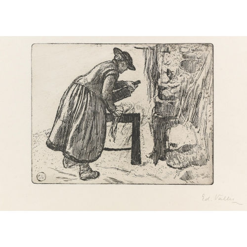 EDOUARD VALLET : 'Paysanne battant le chanvre' (DOBIASCHOFSKY AUKTIONEN AG)