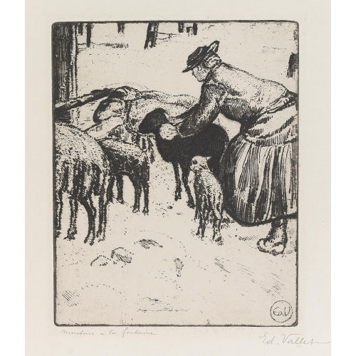 EDOUARD VALLET : 'Moutons � la fontaine' (DOBIASCHOFSKY AUKTIONEN AG)