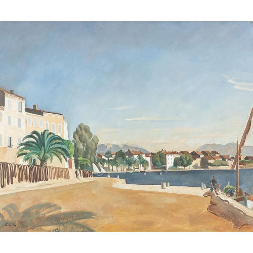 EDMOND CERIA : Sommerliche Hafenpartie (DOBIASCHOFSKY AUKTIONEN AG)