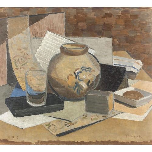 PAUL ANDRE FELIX ROBERT : Stillleben mit bemalter Vase (DOBIASCHOFSKY AUKTIONEN AG)