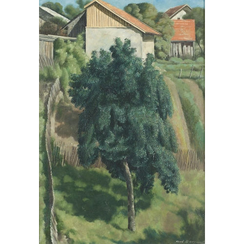 AIME VICTOR BARRAUD : Gartenpartie mit grossem Baum (DOBIASCHOFSKY AUKTIONEN AG)