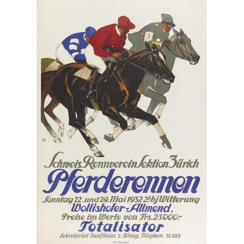IWAN EDWIN HUGENTOBLER : 'Schweizerisches Pferderennen 1932' (DOBIASCHOFSKY AUKTIONEN AG)