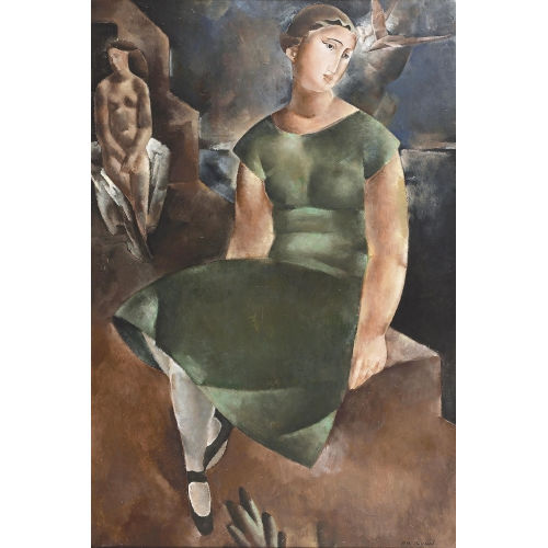 RODOLPHE THEOPHILE BOSSHARD : 'Jeune Fille � la Robe verte' (DOBIASCHOFSKY AUKTIONEN AG)