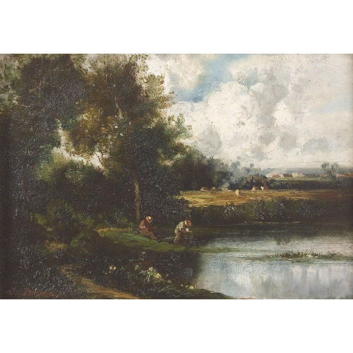 JULES DUPRE : Sommerliche Landschaft mit Teich (DOBIASCHOFSKY AUKTIONEN AG)