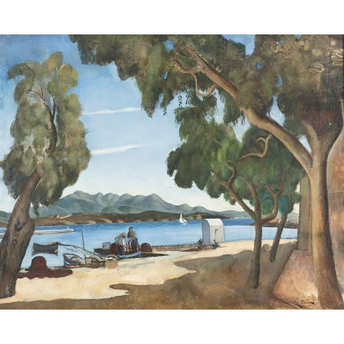 EDMOND CERIA : Sommerliche Partie am See (DOBIASCHOFSKY AUKTIONEN AG)