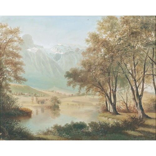 KARL FUCHS : Sonnige Landschaft im Berner Oberland (DOBIASCHOFSKY AUKTIONEN AG)