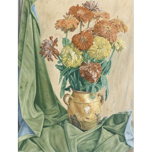 AIME VICTOR BARRAUD : Prachtvolles Stillleben mit Astern in einer gelben Vase (DOBIASCHOFSKY AUKTIONEN AG)
