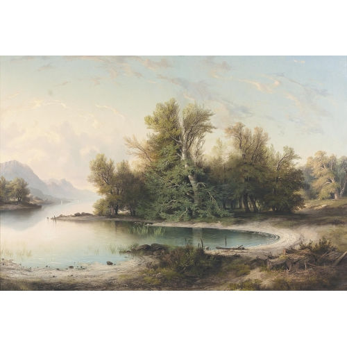 JEAN HENRI MARIE (GEN. FRANCK) PREVOST-RITTER : Abendliche Stimmung an einem von Bergen umgebenen See (DOBIASCHOFSKY AUKTIONEN AG)