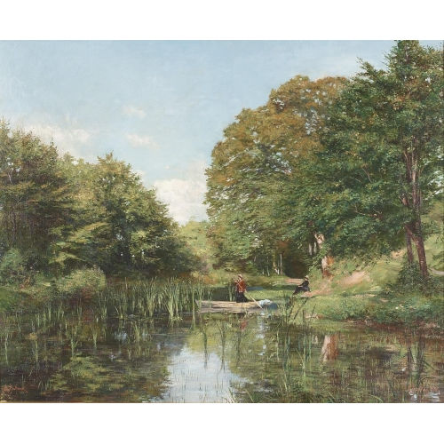AUGUSTE HENRI BERTHOUD : Prachtvolle Teichpartie bei Chan�laz (DOBIASCHOFSKY AUKTIONEN AG)