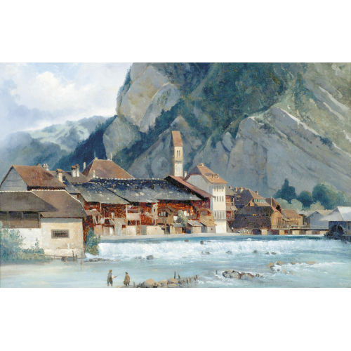 KARL GIRARDET : Ansicht von Unterseen (DOBIASCHOFSKY AUKTIONEN AG)