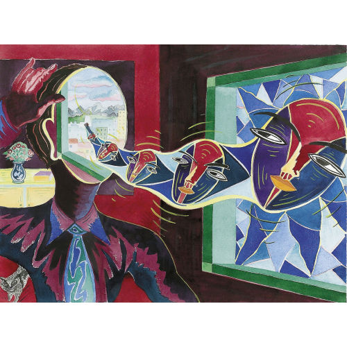 CLAUDE SANDOZ : Phantastisches Interieur mit Figuren (DOBIASCHOFSKY AUKTIONEN AG)